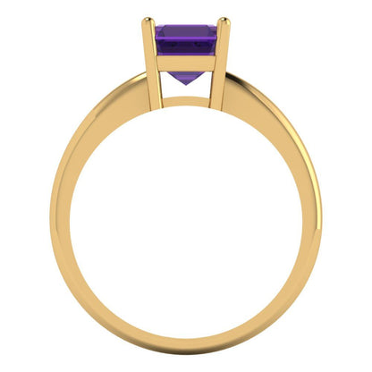 1 cttw Natural Amethyst Solitaire  Engagement Ring - Solid Gold (Asscher Cut,6mm)