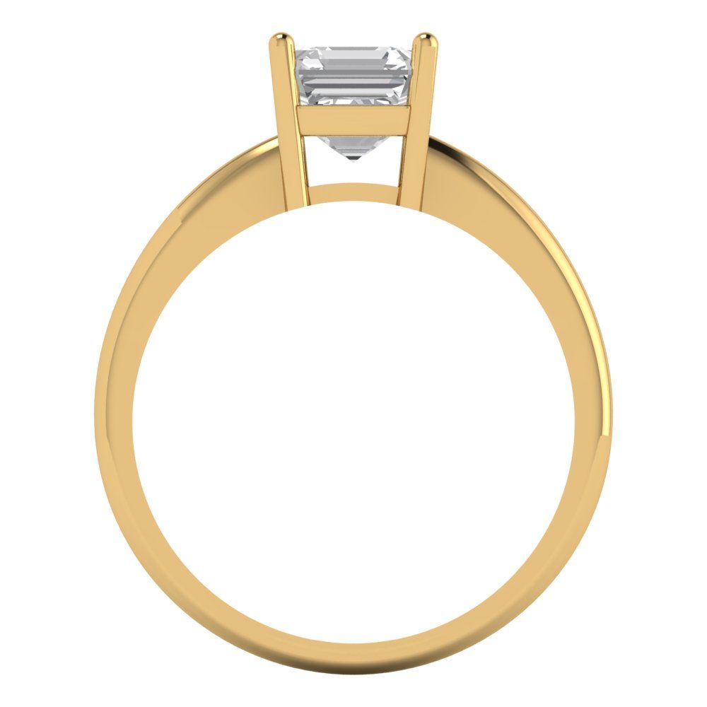 1 cttw Zirconia Simulated Diamond Solitaire  Engagement Ring - Solid Yellow Gold (VVS1, Asscher Cut,6mm)