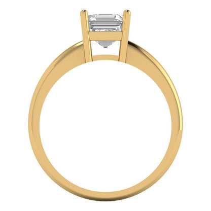 1 cttw Zirconia Simulated Diamond Solitaire  Engagement Ring - Solid Yellow Gold (VVS1, Asscher Cut,6mm)