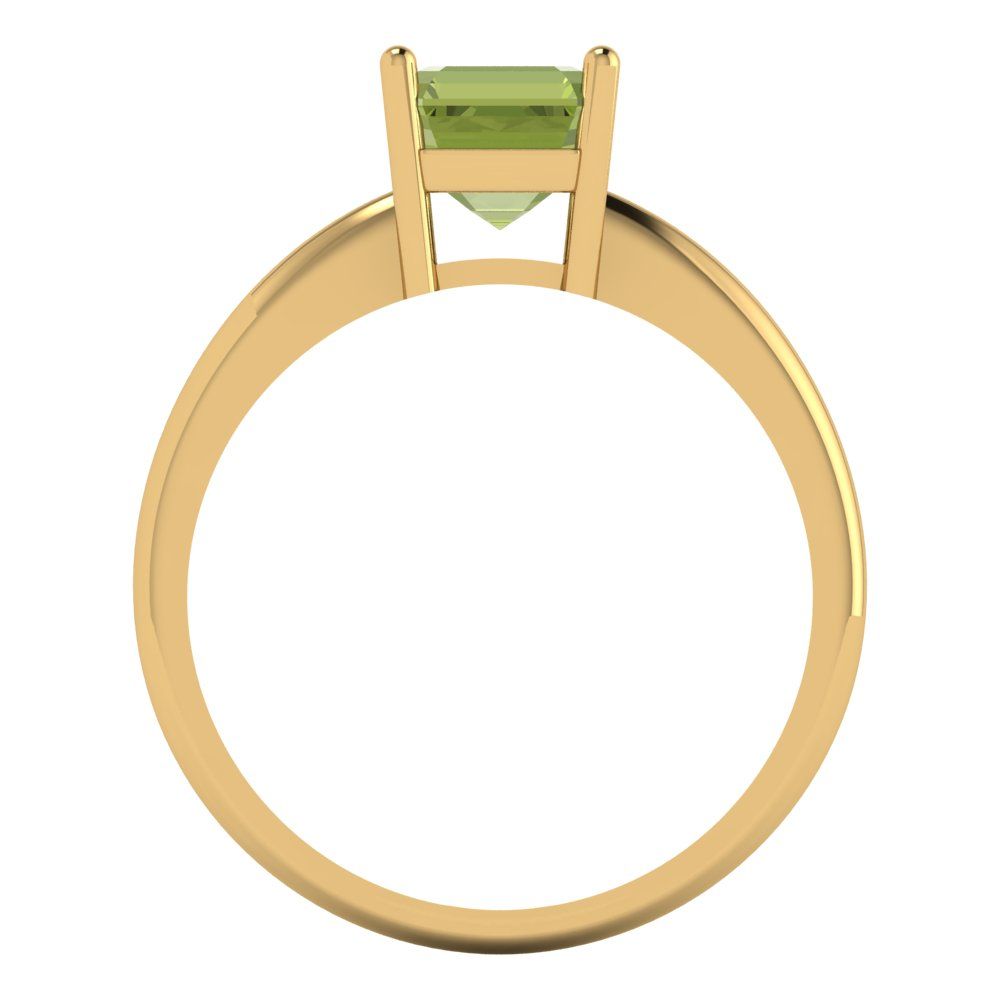 1 cttw Natural Peridot Solitaire  Engagement Ring - Solid Gold (Asscher Cut,6mm)