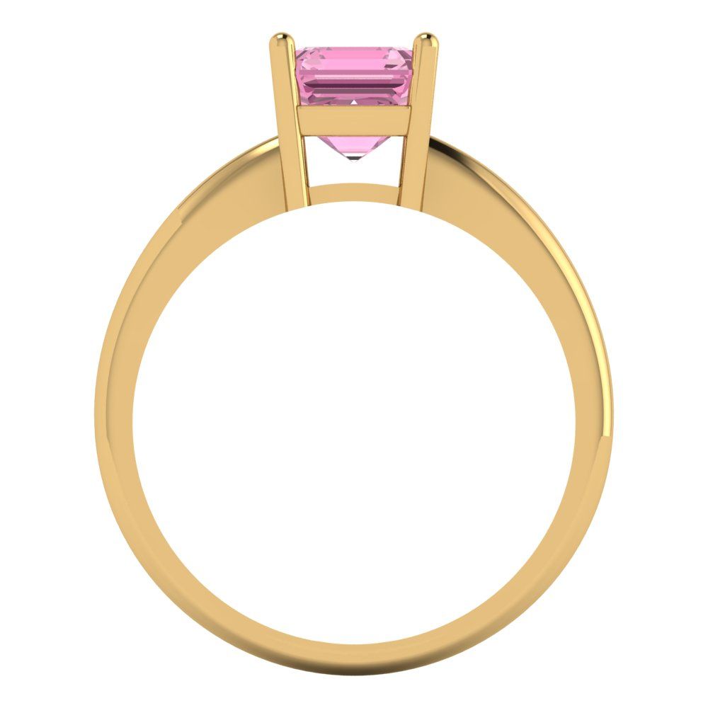 1 cttw Zirconia Simulated Pink Diamond Solitaire  Engagement Ring - Solid Gold (VVS1, Asscher Cut,6mm)