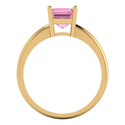 1 cttw Zirconia Simulated Pink Diamond Solitaire  Engagement Ring - Solid Gold (VVS1, Asscher Cut,6mm)
