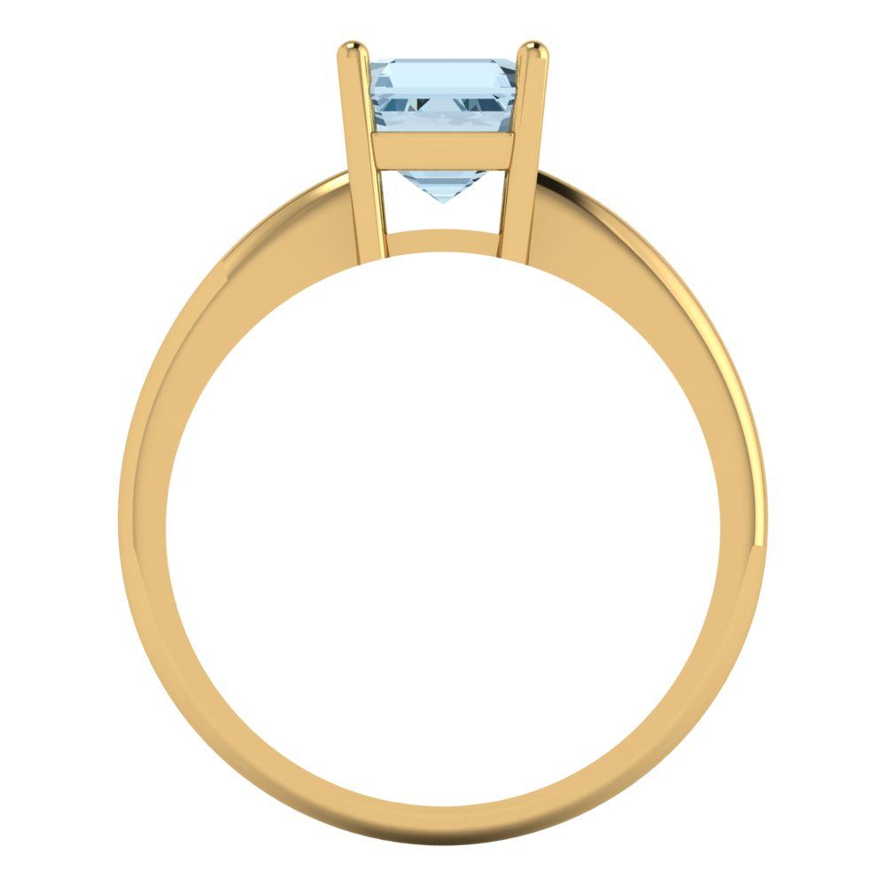 1 cttw Natural Sky Blue Topaz Solitaire  Engagement Ring - Solid Gold (Asscher Cut,6mm)