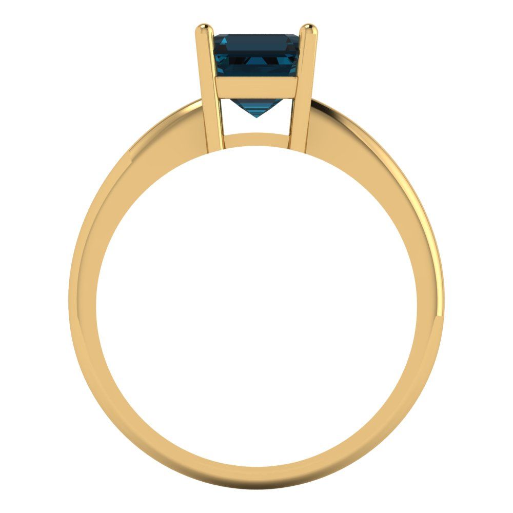 1 cttw Natural London Blue Topaz Solitaire  Engagement Ring - Solid Gold (Asscher Cut,6mm)