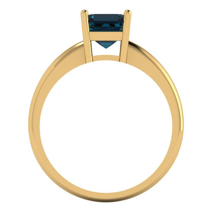 1 cttw Natural London Blue Topaz Solitaire  Engagement Ring - Solid Gold (Asscher Cut,6mm)