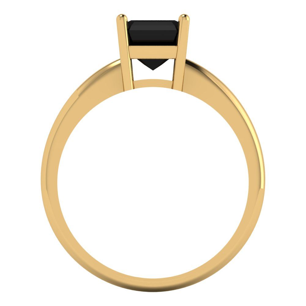 1 cttw Natural Onyx Solitaire  Engagement Ring - Solid Gold (Asscher Cut,6mm)