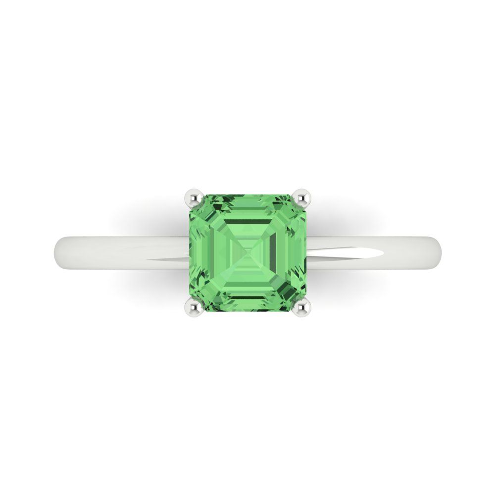 1 cttw Zirconia Simulated Green Diamond Solitaire  Engagement Ring - Solid Gold (VVS1, Asscher Cut,6mm)