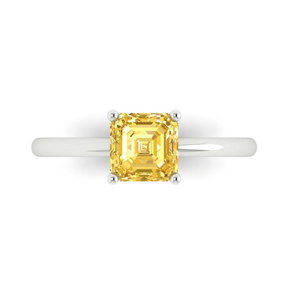 1 cttw Natural Citrine Solitaire  Engagement Ring - Solid Gold (Asscher Cut,6mm)
