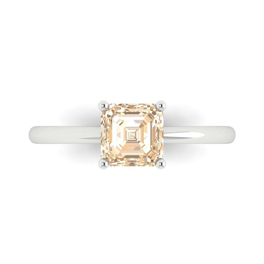 1 cttw Natural Morganite Solitaire  Engagement Ring - Solid Gold (Asscher Cut,6mm)