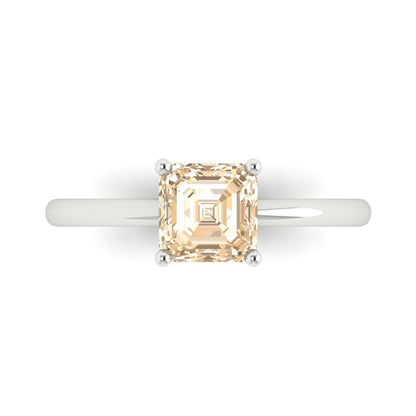 1 cttw Natural Morganite Solitaire  Engagement Ring - Solid Gold (Asscher Cut,6mm)