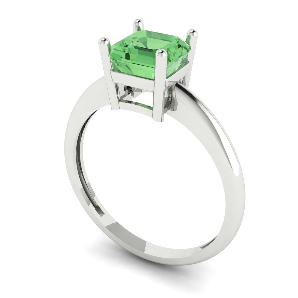 1 cttw Zirconia Simulated Green Diamond Solitaire  Engagement Ring - Solid Gold (VVS1, Asscher Cut,6mm)