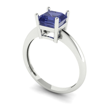 1 cttw Simulated Tanzanite Solitaire  Engagement Ring - Solid Gold (Asscher Cut,6mm)
