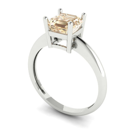 1 cttw Natural Morganite Solitaire  Engagement Ring - Solid Gold (Asscher Cut,6mm)
