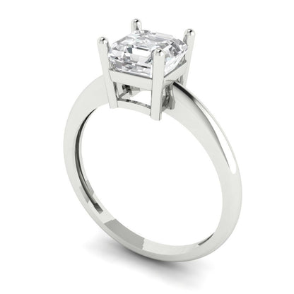 1 cttw Moissanite Solitaire  Engagement Ring - Solid White Gold (VVS1, Asscher Cut,6mm)