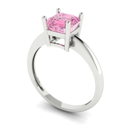 1 cttw Zirconia Simulated Pink Diamond Solitaire  Engagement Ring - Solid Gold (VVS1, Asscher Cut,6mm)