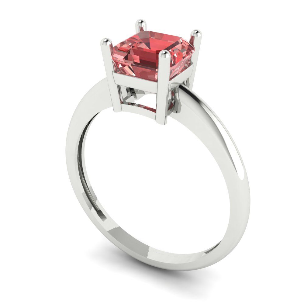 1 cttw Natural Garnet Solitaire  Engagement Ring - Solid Gold (Asscher Cut,6mm)