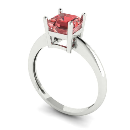 1 cttw Natural Garnet Solitaire  Engagement Ring - Solid Gold (Asscher Cut,6mm)