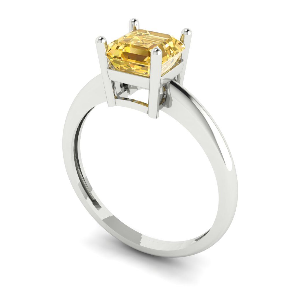 1 cttw Natural Citrine Solitaire  Engagement Ring - Solid Gold (Asscher Cut,6mm)
