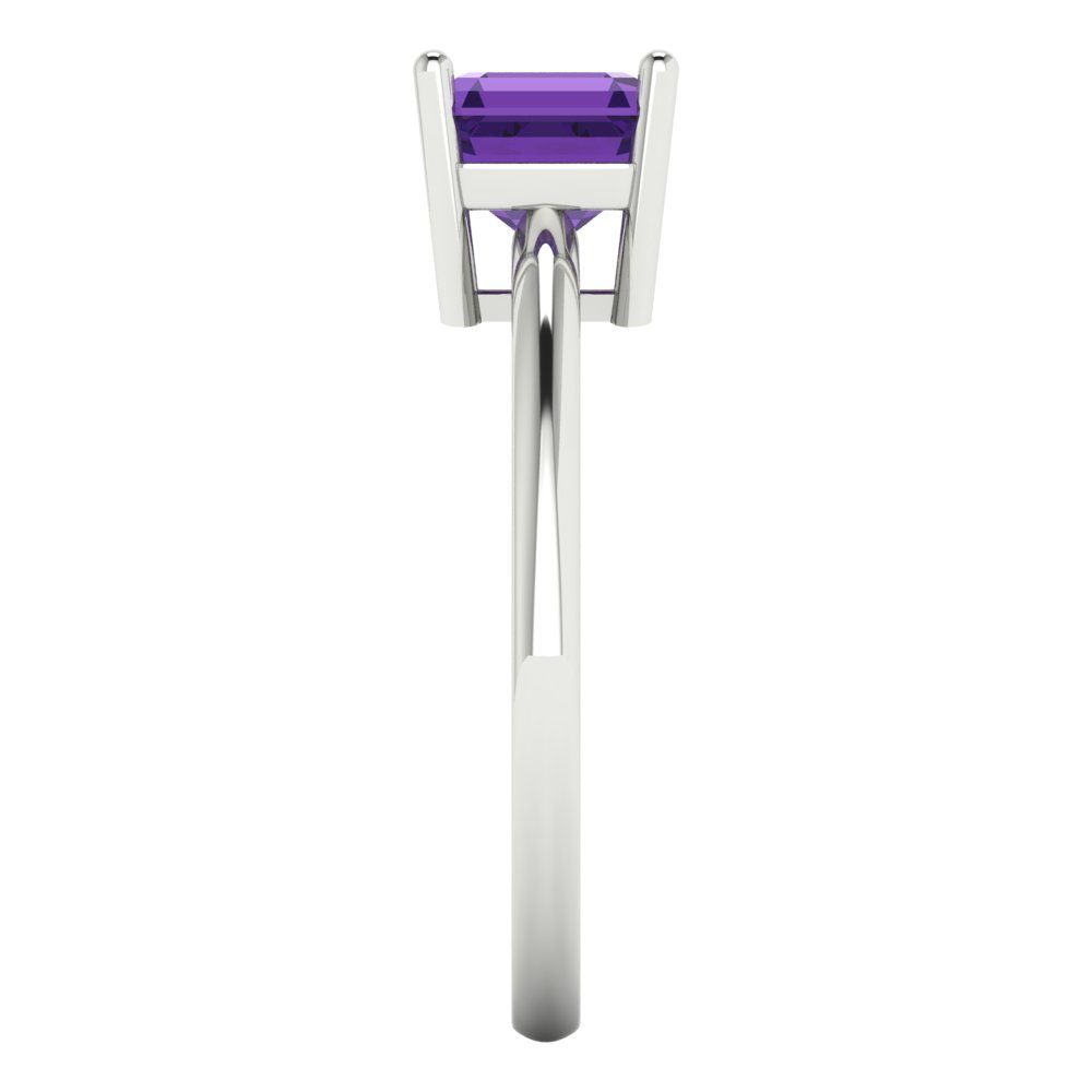 1 cttw Natural Amethyst Solitaire  Engagement Ring - Solid White Gold (VVS1, Asscher Cut,6mm)