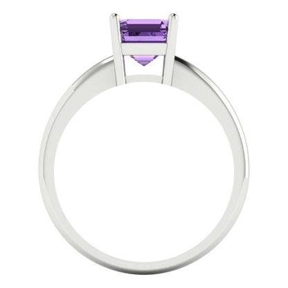 1 cttw Simulated Alexandrite Solitaire  Engagement Ring - Solid Gold (Asscher Cut,6mm)