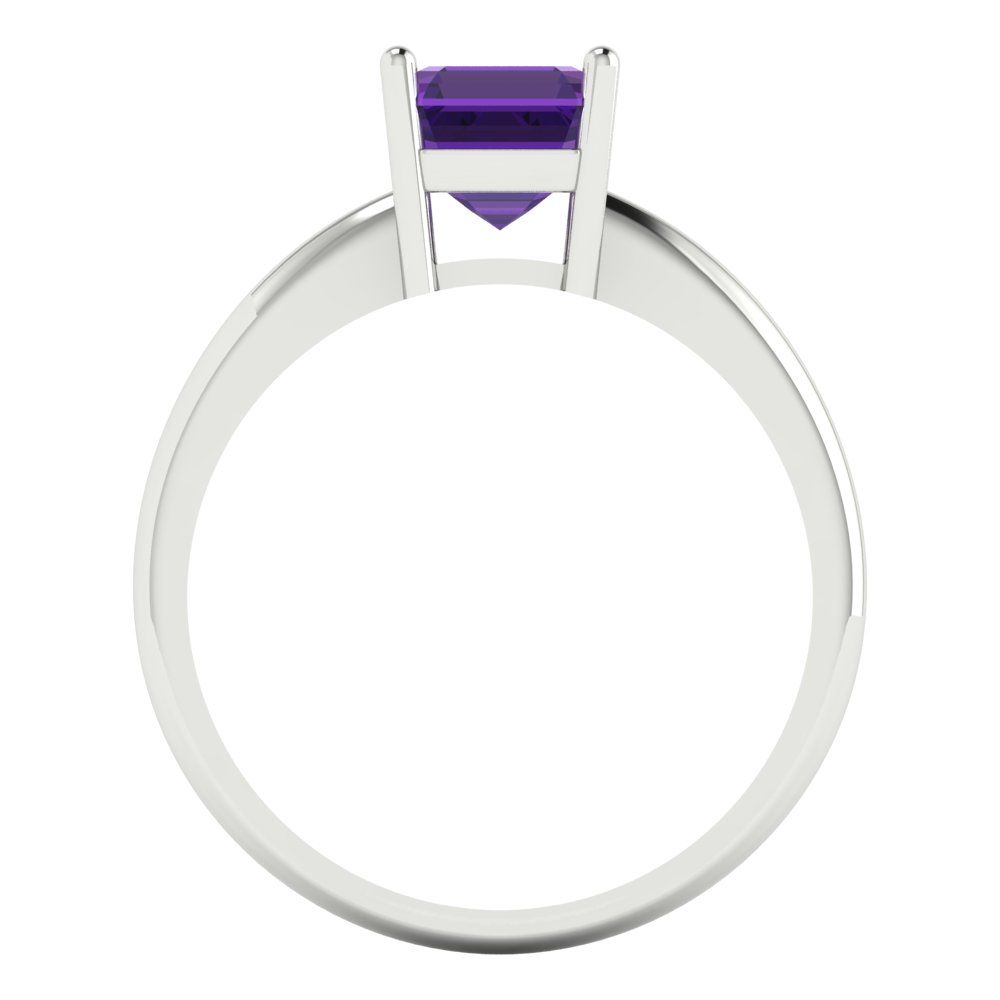 1 cttw Natural Amethyst Solitaire  Engagement Ring - Solid White Gold (VVS1, Asscher Cut,6mm)