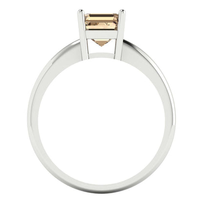 1 cttw Yellow Moissanite Solitaire  Engagement Ring - Solid Gold (Asscher Cut,6mm)