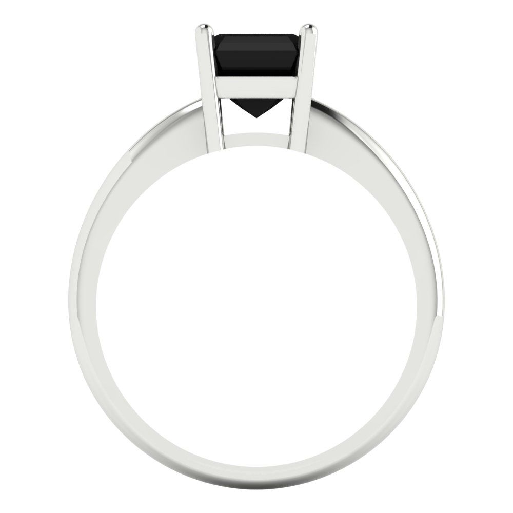 1 cttw Natural Onyx Solitaire  Engagement Ring - Solid White Gold (VVS1, Asscher Cut,6mm)
