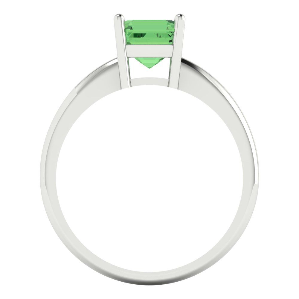 1 cttw Zirconia Simulated Green Diamond Solitaire  Engagement Ring - Solid Gold (VVS1, Asscher Cut,6mm)