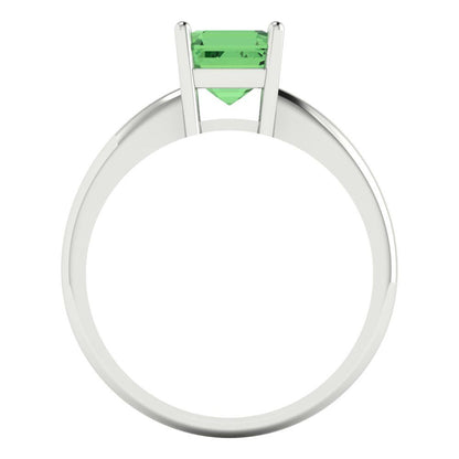 1 cttw Zirconia Simulated Green Diamond Solitaire  Engagement Ring - Solid Gold (VVS1, Asscher Cut,6mm)