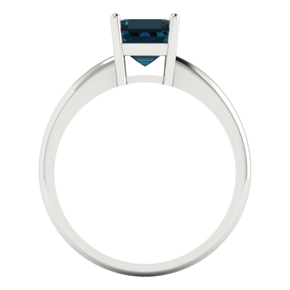1 cttw Natural London Blue Topaz Solitaire  Engagement Ring - Solid Gold (Asscher Cut,6mm)