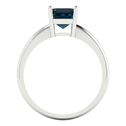 1 cttw Natural London Blue Topaz Solitaire  Engagement Ring - Solid Gold (Asscher Cut,6mm)
