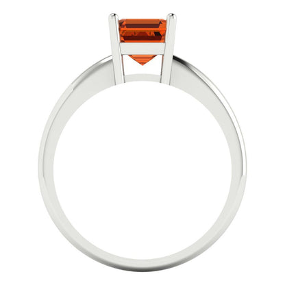 1 cttw Zirconia Simulated Red Diamond Solitaire  Engagement Ring - Solid White Gold (VVS1, Asscher Cut,6mm)