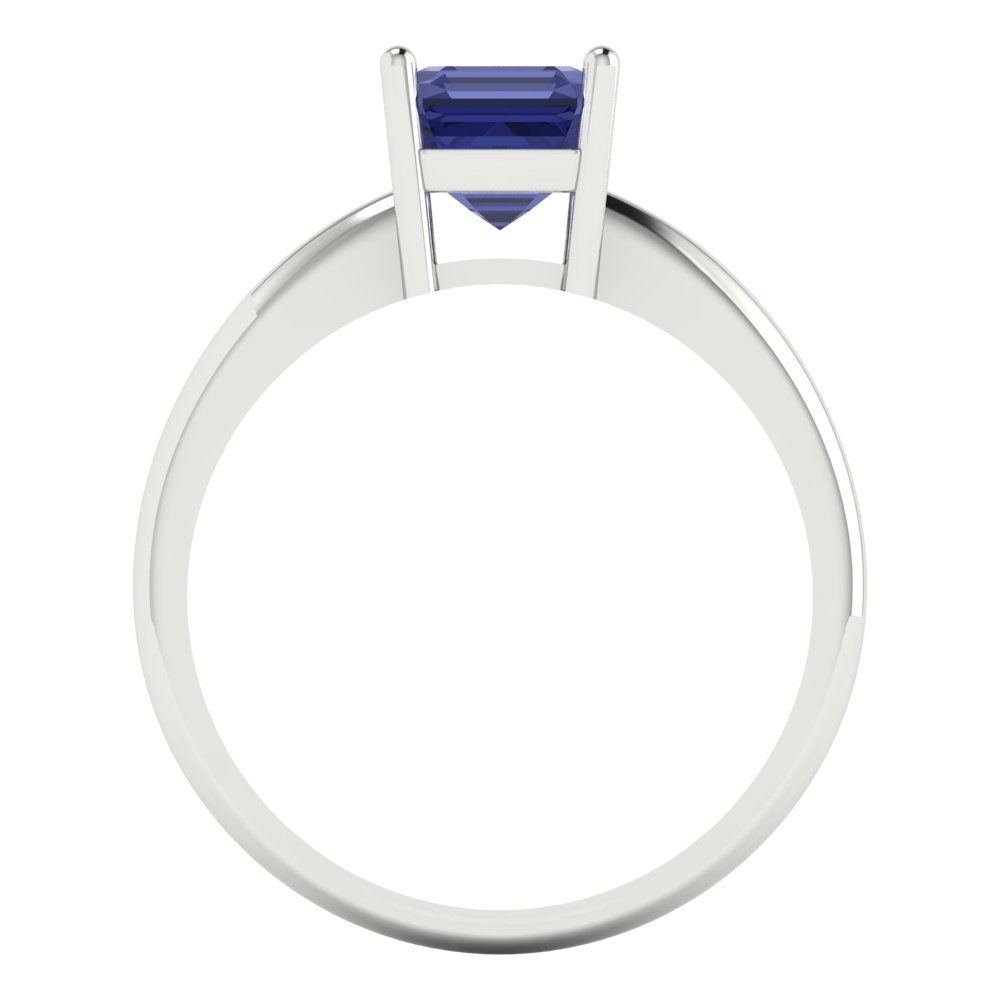 1 cttw Simulated Tanzanite Solitaire  Engagement Ring - Solid Gold (Asscher Cut,6mm)