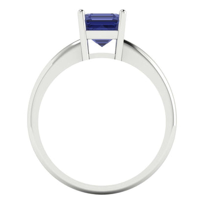 1 cttw Simulated Tanzanite Solitaire  Engagement Ring - Solid Gold (Asscher Cut,6mm)