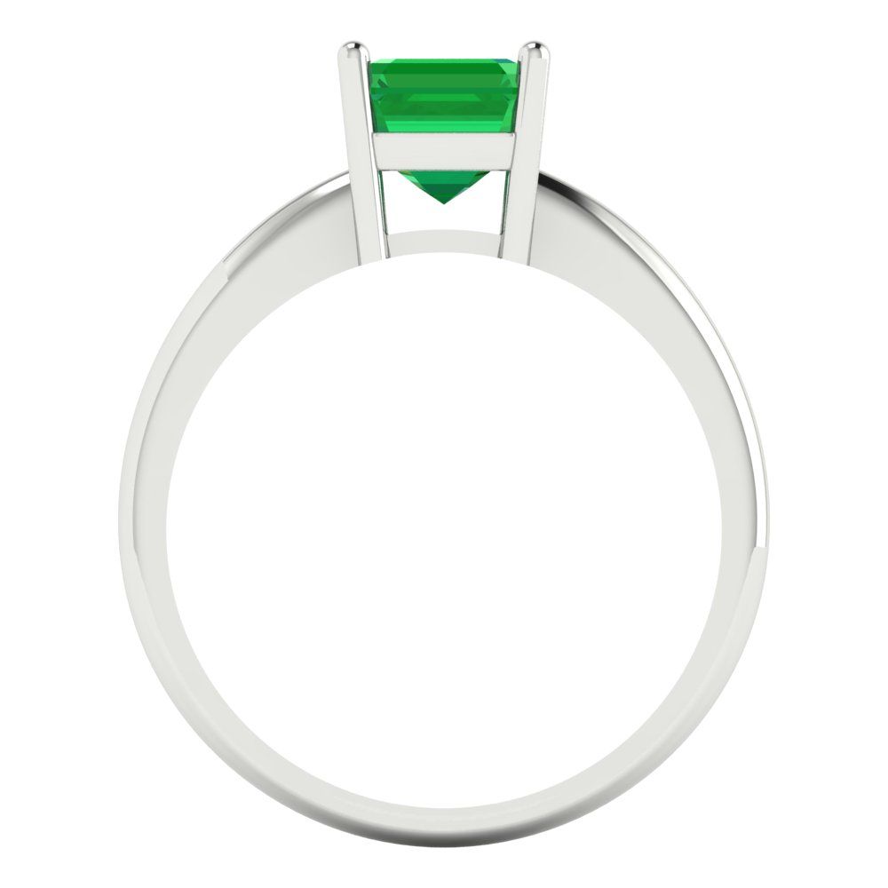 1 cttw Simulated Emerald Solitaire  Engagement Ring - Solid Gold (Asscher Cut,6mm)