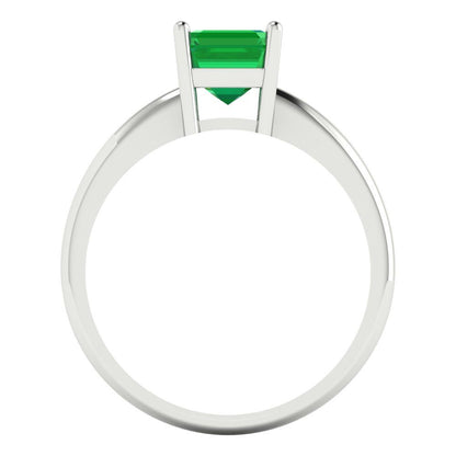 1 cttw Simulated Emerald Solitaire  Engagement Ring - Solid Gold (Asscher Cut,6mm)