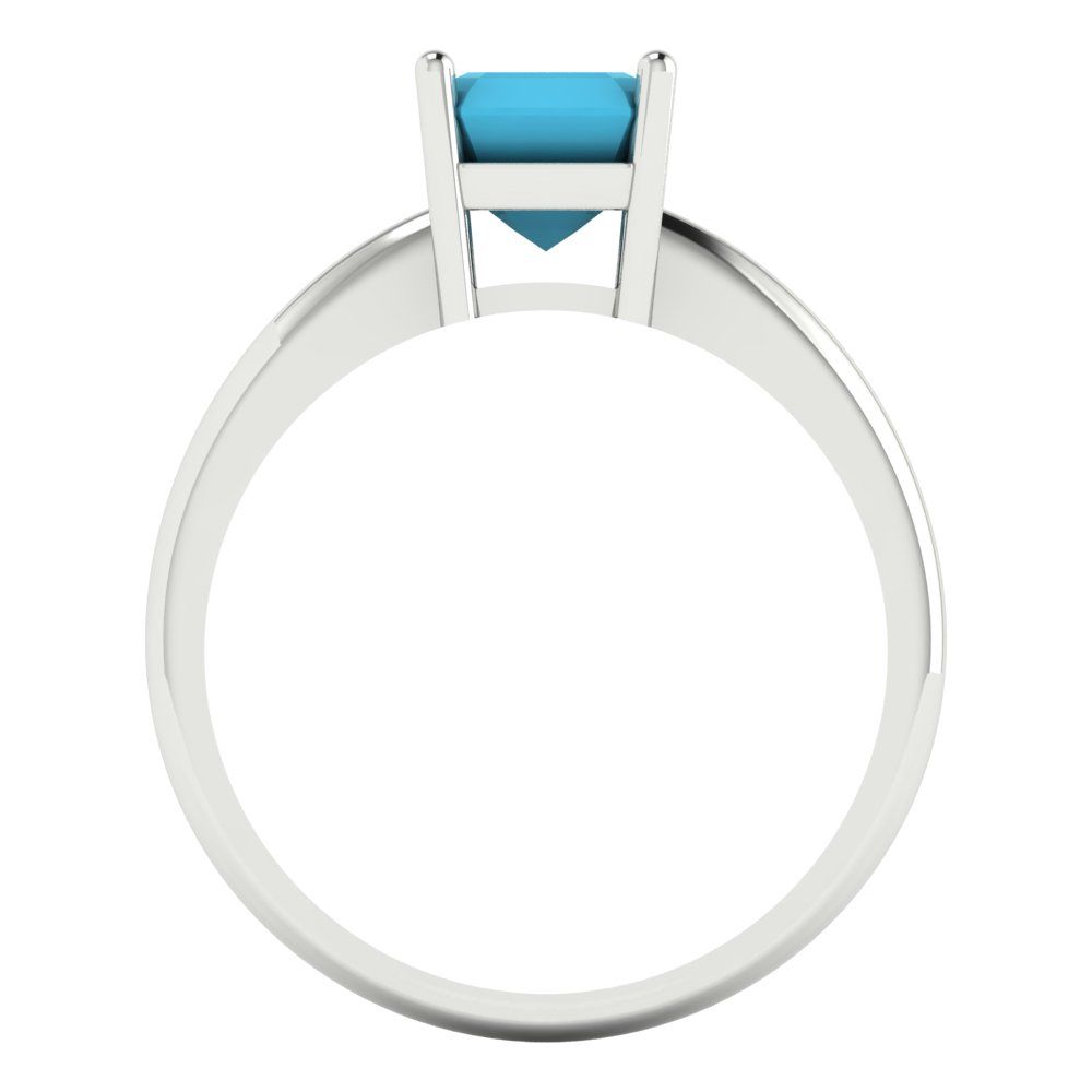 1 cttw Simulated Turquoise Solitaire  Engagement Ring - Solid Gold (Asscher Cut,6mm)