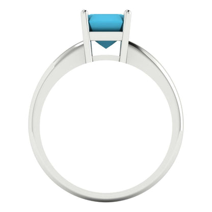 1 cttw Simulated Turquoise Solitaire  Engagement Ring - Solid Gold (Asscher Cut,6mm)