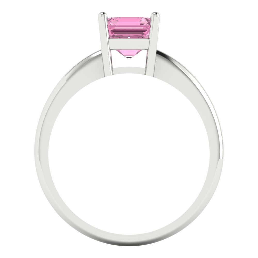 1 cttw Zirconia Simulated Pink Diamond Solitaire  Engagement Ring - Solid Gold (VVS1, Asscher Cut,6mm)