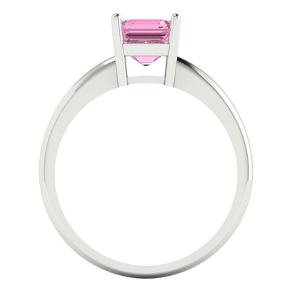 1 cttw Zirconia Simulated Pink Diamond Solitaire  Engagement Ring - Solid Gold (VVS1, Asscher Cut,6mm)