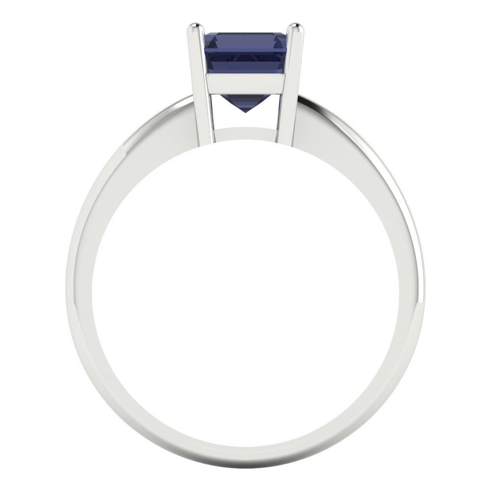 1 cttw Simulated Blue Sapphire Solitaire  Engagement Ring - Solid Gold (Asscher Cut,6mm)
