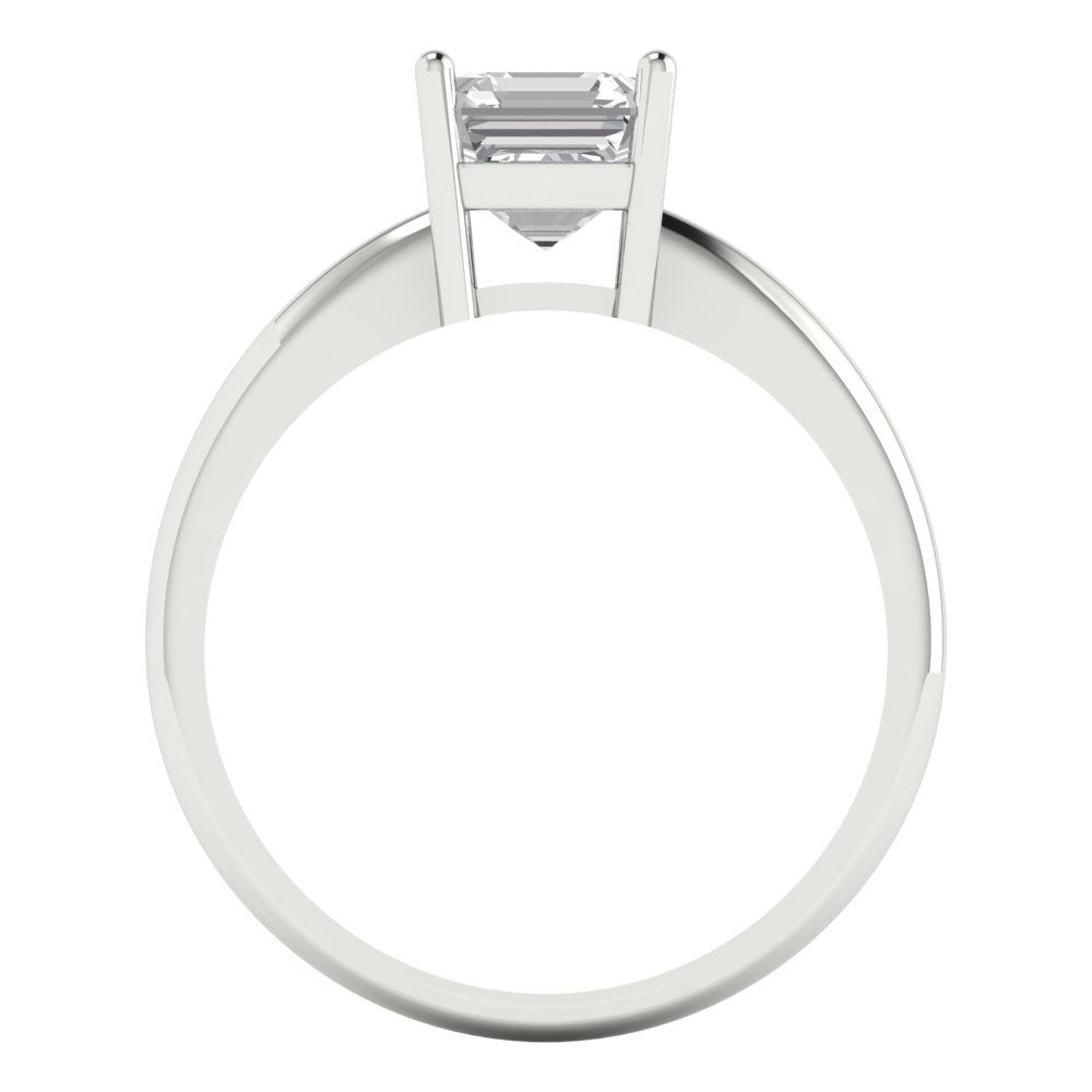 1 cttw Moissanite Solitaire  Engagement Ring - Solid White Gold (VVS1, Asscher Cut,6mm)