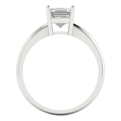 1 cttw Moissanite Solitaire  Engagement Ring - Solid White Gold (VVS1, Asscher Cut,6mm)