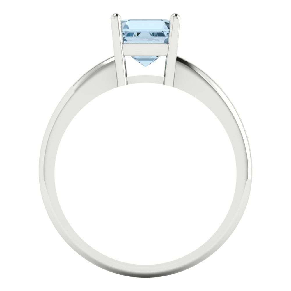 1 cttw Zirconia Simulated Blue Diamond Solitaire  Engagement Ring - Solid White Gold (VVS1, Asscher Cut,6mm)