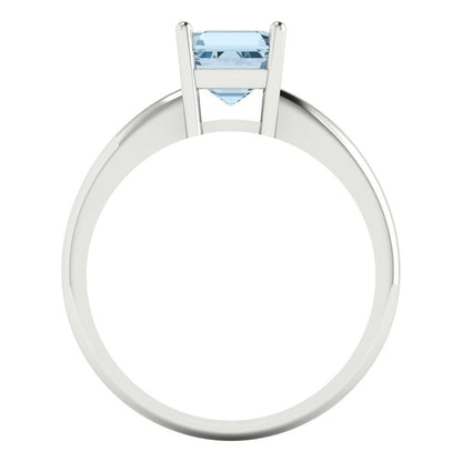 1 cttw Zirconia Simulated Blue Diamond Solitaire  Engagement Ring - Solid White Gold (VVS1, Asscher Cut,6mm)