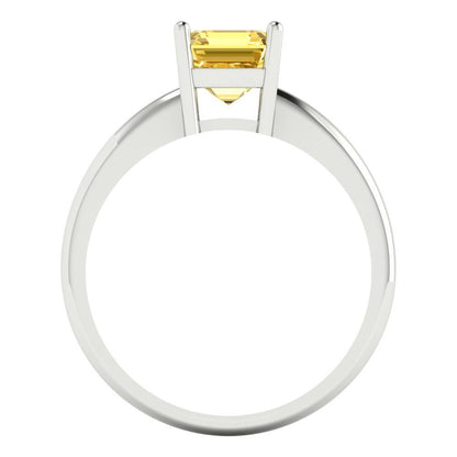1 cttw Zirconia Simulated Yellow Diamond Solitaire  Engagement Ring - Solid Gold (VVS1, Asscher Cut,6mm)