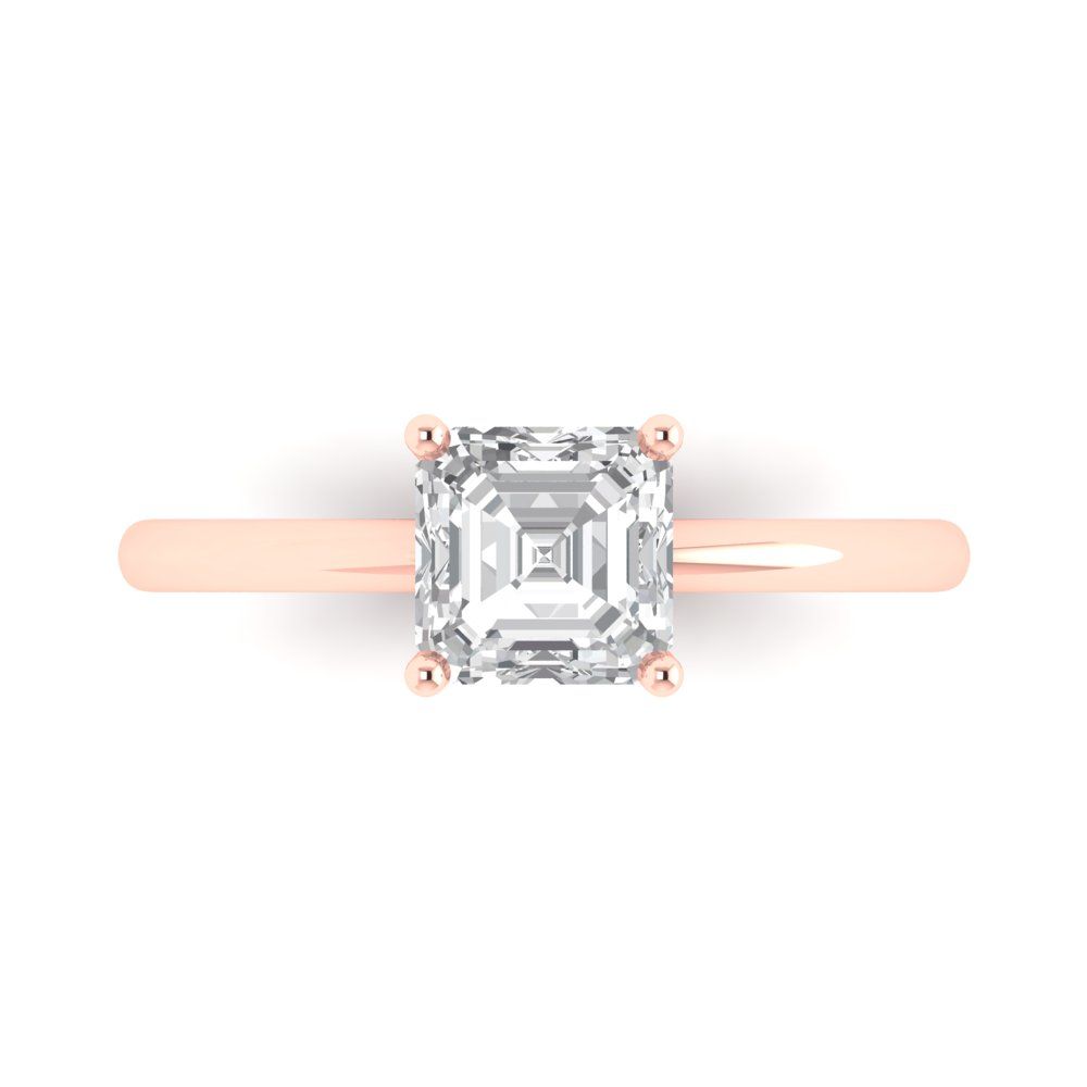 1 cttw Certified Moissanite Solitaire  Engagement Ring - Solid Gold (VVS1, D-F,Asscher Cut,6mm)