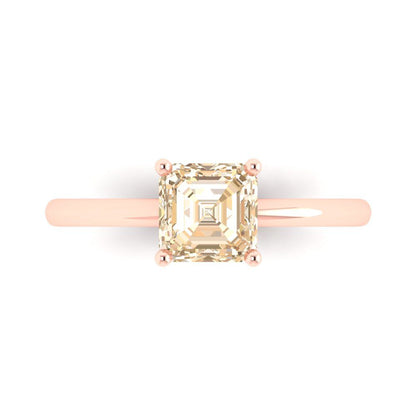 1 cttw Natural Morganite Solitaire  Engagement Ring - Solid Gold (Asscher Cut,6mm)
