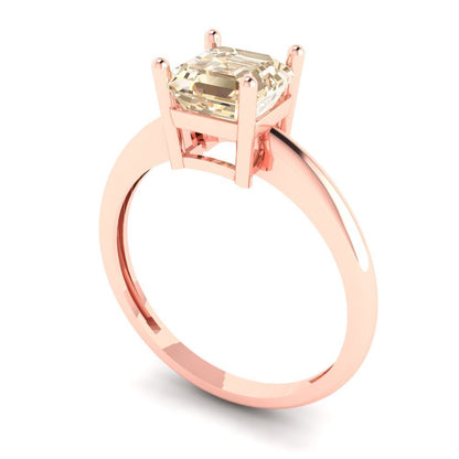 1 cttw Natural Morganite Solitaire  Engagement Ring - Solid Gold (Asscher Cut,6mm)