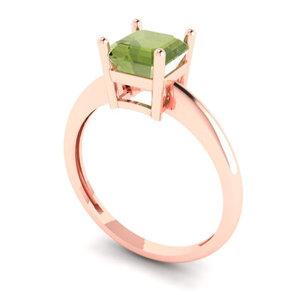 1 cttw Natural Peridot Solitaire  Engagement Ring - Solid Rose Gold (VVS1, Asscher Cut,6mm)